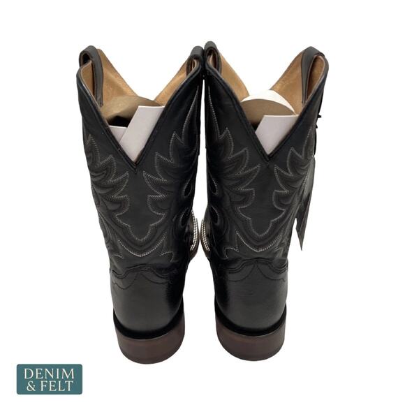 NEW Cody James Black Smooth Ostrich Boots Broad Square Toe Western Cowboy Exotic main image 14
